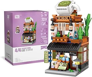 Japanese Street View Matcha Shop Building Blocks Set, Japanese Theme Store Simulation Architecture Creative Model, Mini Bricks Construction Building Toy for Adults