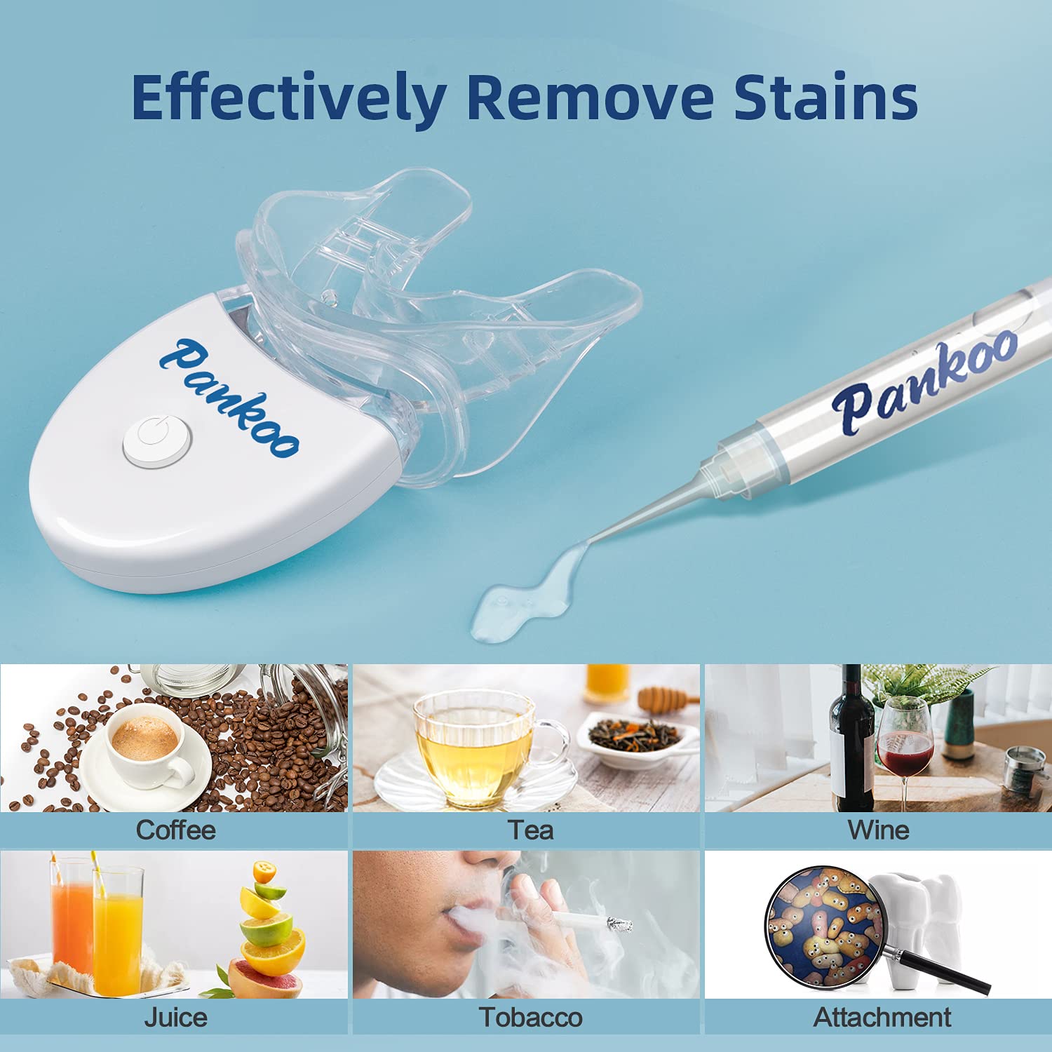 Teeth Whitening Kit With LED Light For Sensitive Teeth,Teeth Whitener With 2xDouble-Sided Silicone Mouth Tray,10xCarbamide Peroxide Teeth Whitening Gel,Help Remove Teeth Stain From Coffee And Nicotine : Beauty & Personal Care