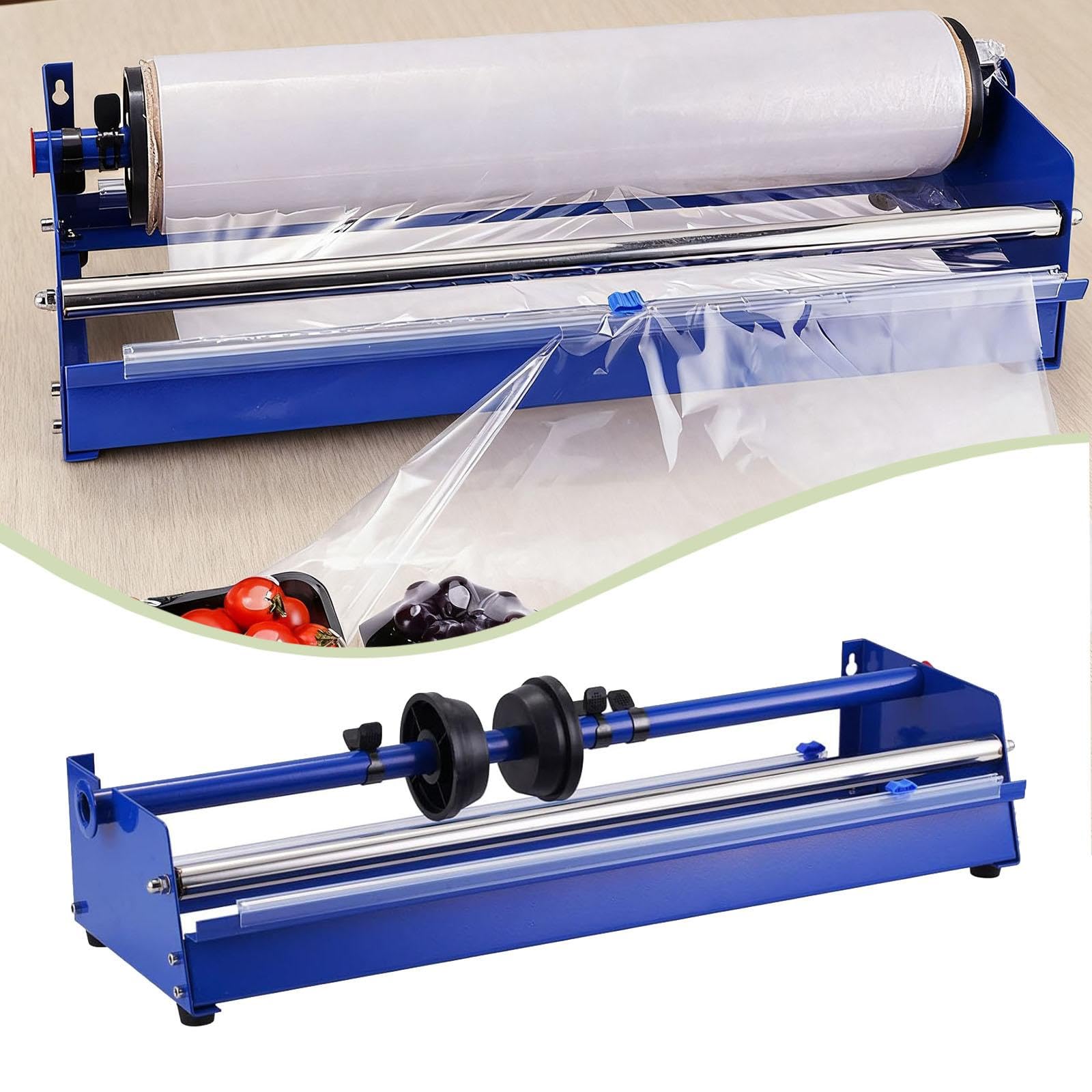 Harilla Stretchfolienspender mit Cutter, manuelle Wickelmaschine, Verpackungsmaschine für Industrieverpackungen, Umzug und Haushalt, Blau