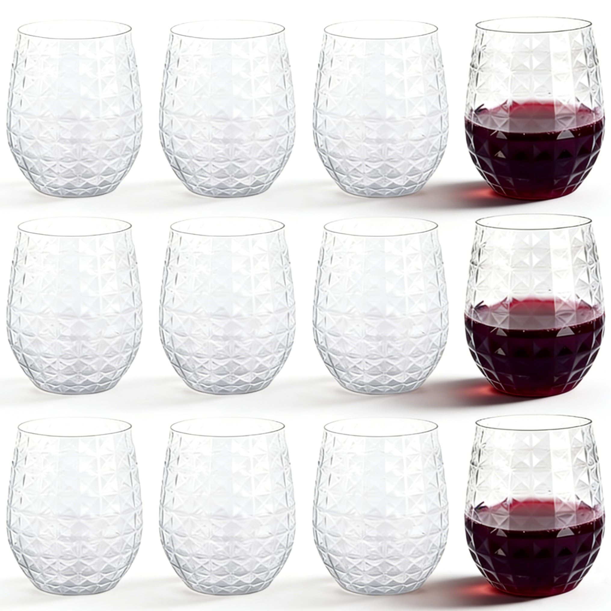 Verres à vin réutilisables plastique contre la casse | 12 verres incassables 360 ml fête