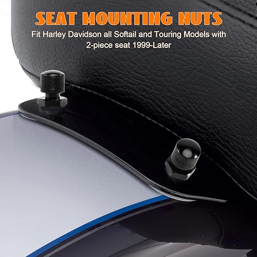 Miniatura 2 de 3 tornillos de acero inoxidable moleteados para asiento trasero con tuerca de montaje de asiento individual de 14 "-20 roscas, patrón de calavera
