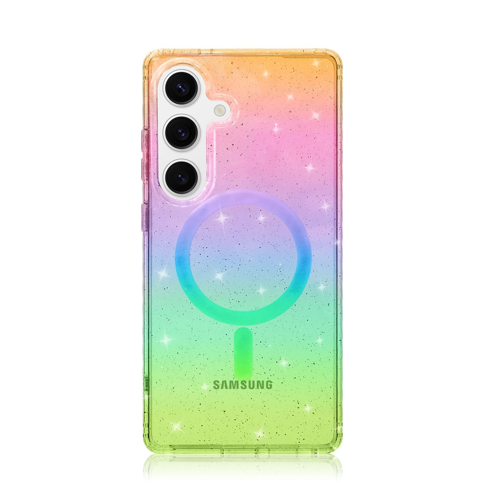 Tuokiou for Samsung Galaxy S25+ Plus Magnetic,Compatible with MagSafe,Women Girl Aesthetic Holographic Clear Glitter Bling Diamond Sparkly Phone Case