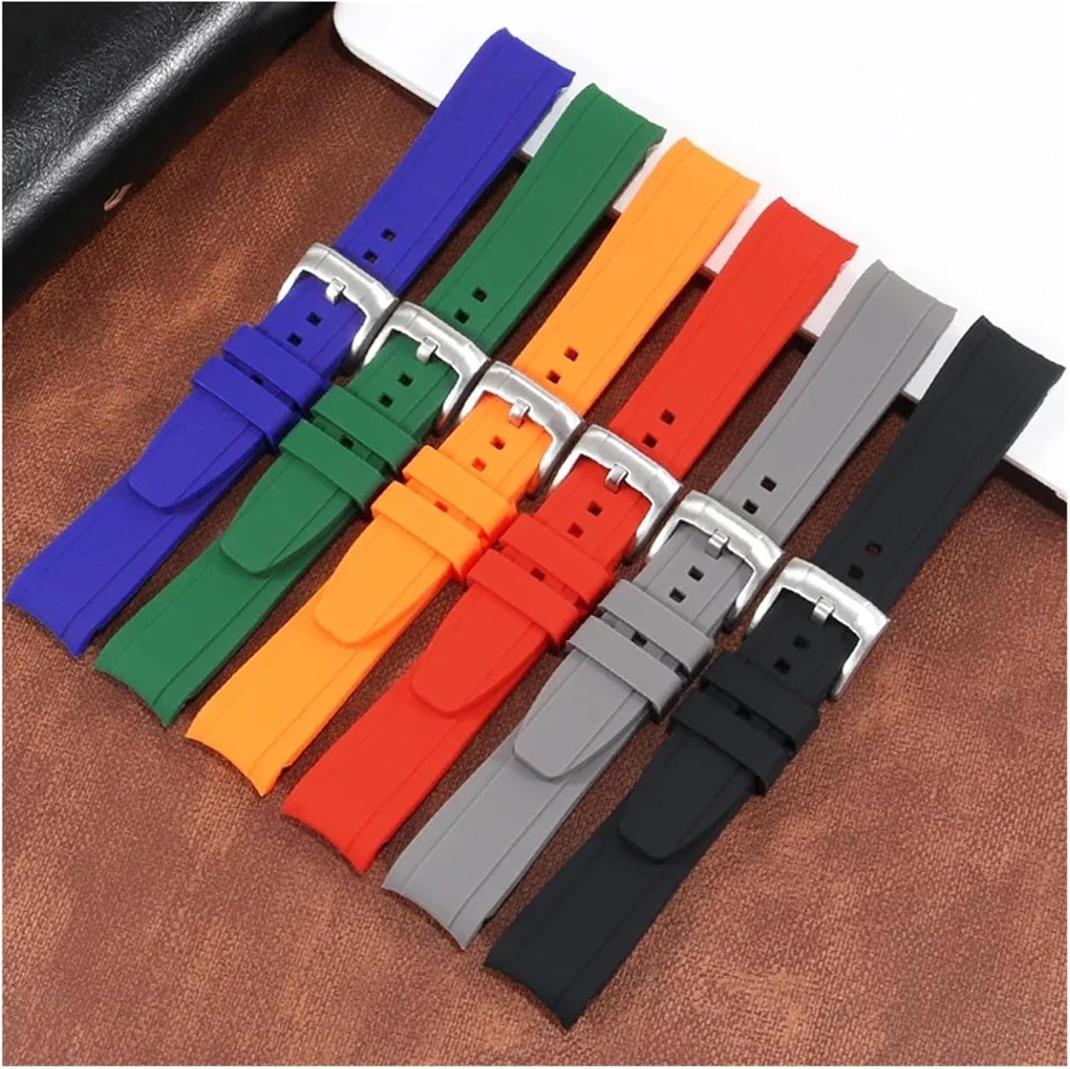 HuanJ Rubber Watch Strap 18 19 20 21 22 23 24mm Curved Interface Silicone