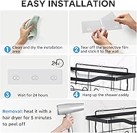Vista 5 de Lsnisni Paquete de 14 Organizador de Ducha Adhesivo de Repuesto, Ganchos Adhesivos Fuertes, Tiras Adhesivas Impermeables para Ducha, Sin