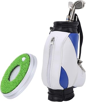 Desktop Office Golf Pens with Bag, Golf Bag Pen Holder, Souvenir Set for Fathers Fans Men GolferBlue and White