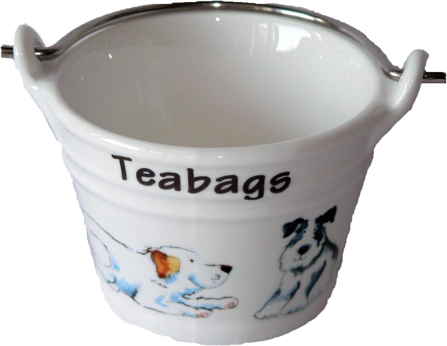 crackinchina Dog teabag tidy, porcelain bucket shaped teabag tidy with