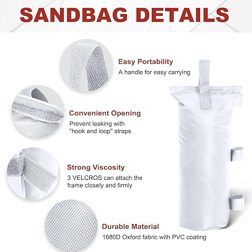 Miniatura 7 de ABCCANOPY - Juego de anclaje de 4 bolsas de arena de 112 libras para toldos desplegables para exteriores