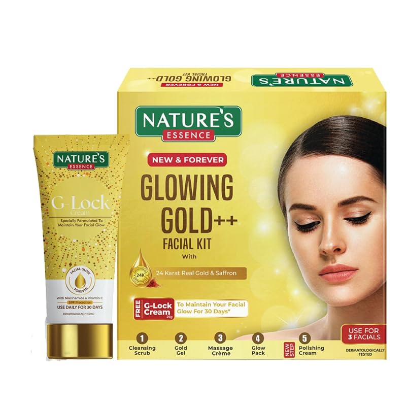 NATURES ESSENCE Kit Facial Glowing Gold, 5 itens