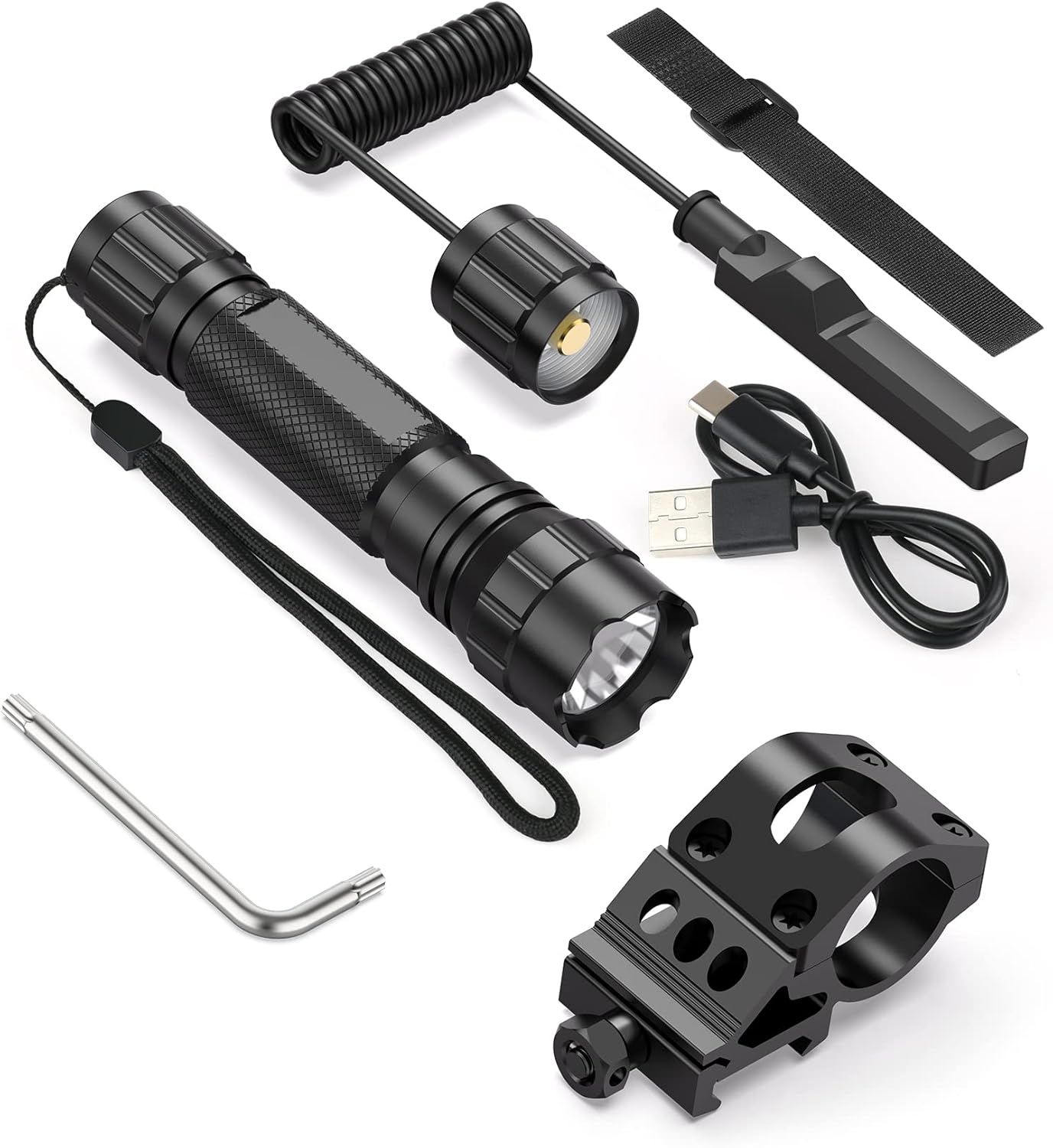 Feyachi FL11-MB Tactical Flashlight 1200 Lumen LED Weapon Light with Picatinny Rail Mount and Pressure Switch Included : Sports & Outdoors