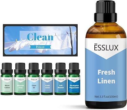 Clean Set Fragrance Oil, Fresh Linen Single Large Bottle Scented Essential Oils for Diffuser for Home, Premium Soap & Candle Making Scents, Aromatherapy Oils Gift Set -Clean Air, Warm Cotton, and More