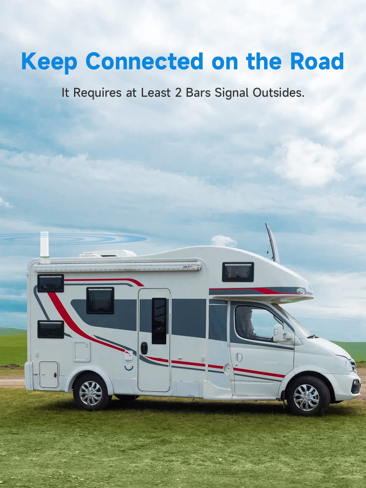 Mobile Phone Signal Booster 4G 3G LTE GSM Repeater for RV/Truck/SUV - Band 20/8/1/3/7 Cellular Booster Voice calls and data for all network operators - Magnetic roof antenna