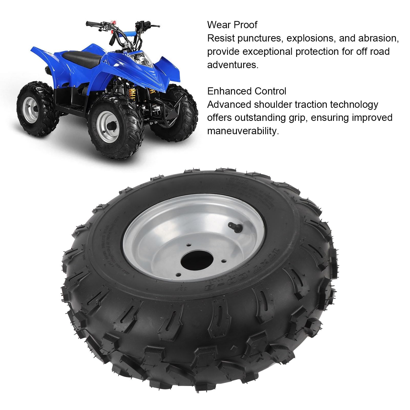Verbesserter Griff 8 Zoll Rad Rand Reifenbaugruppe für Offroad ATV Quad Cart Mini Bike Rasenmäher