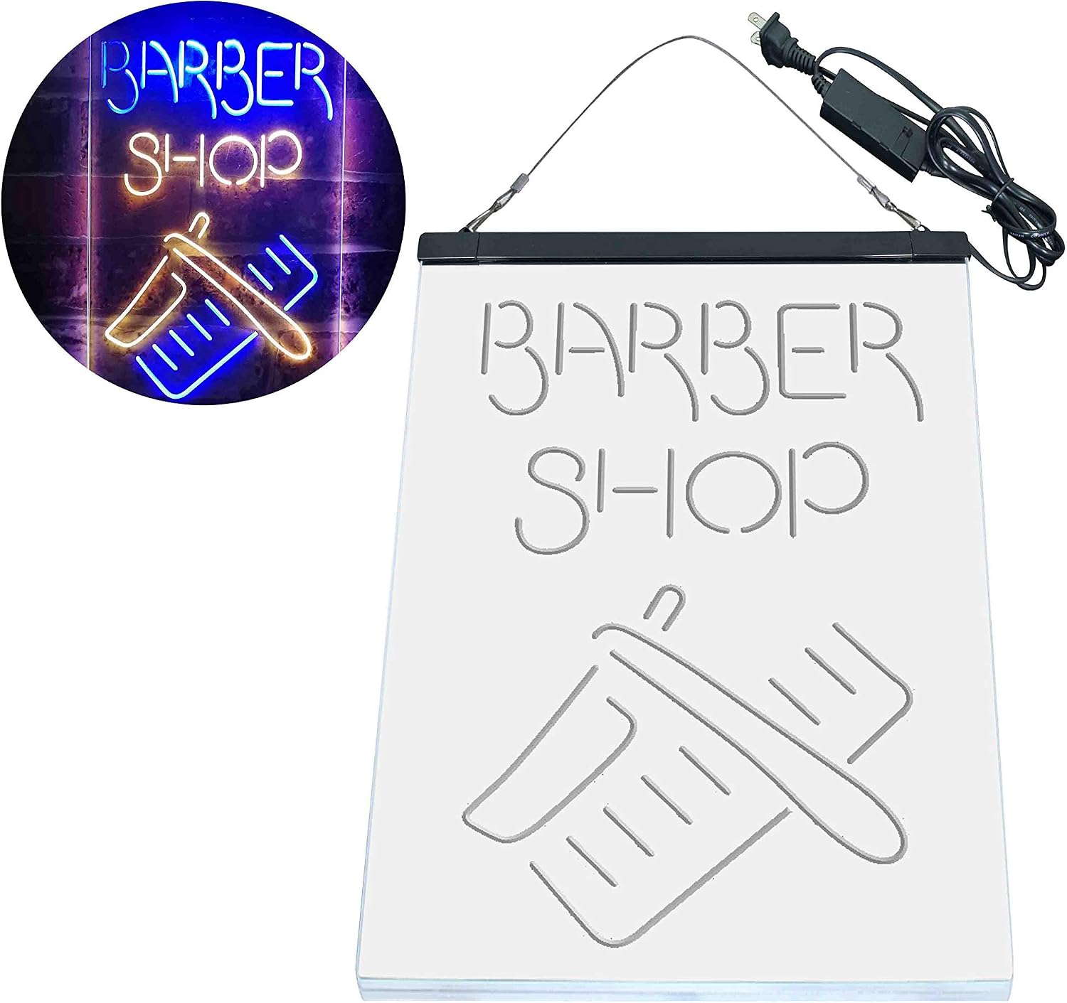 ADVPRO Barber Shop Display Dual Color LED Neon Sign Blue & Yellow 16 x 24 Inches st6s46-i3902-by