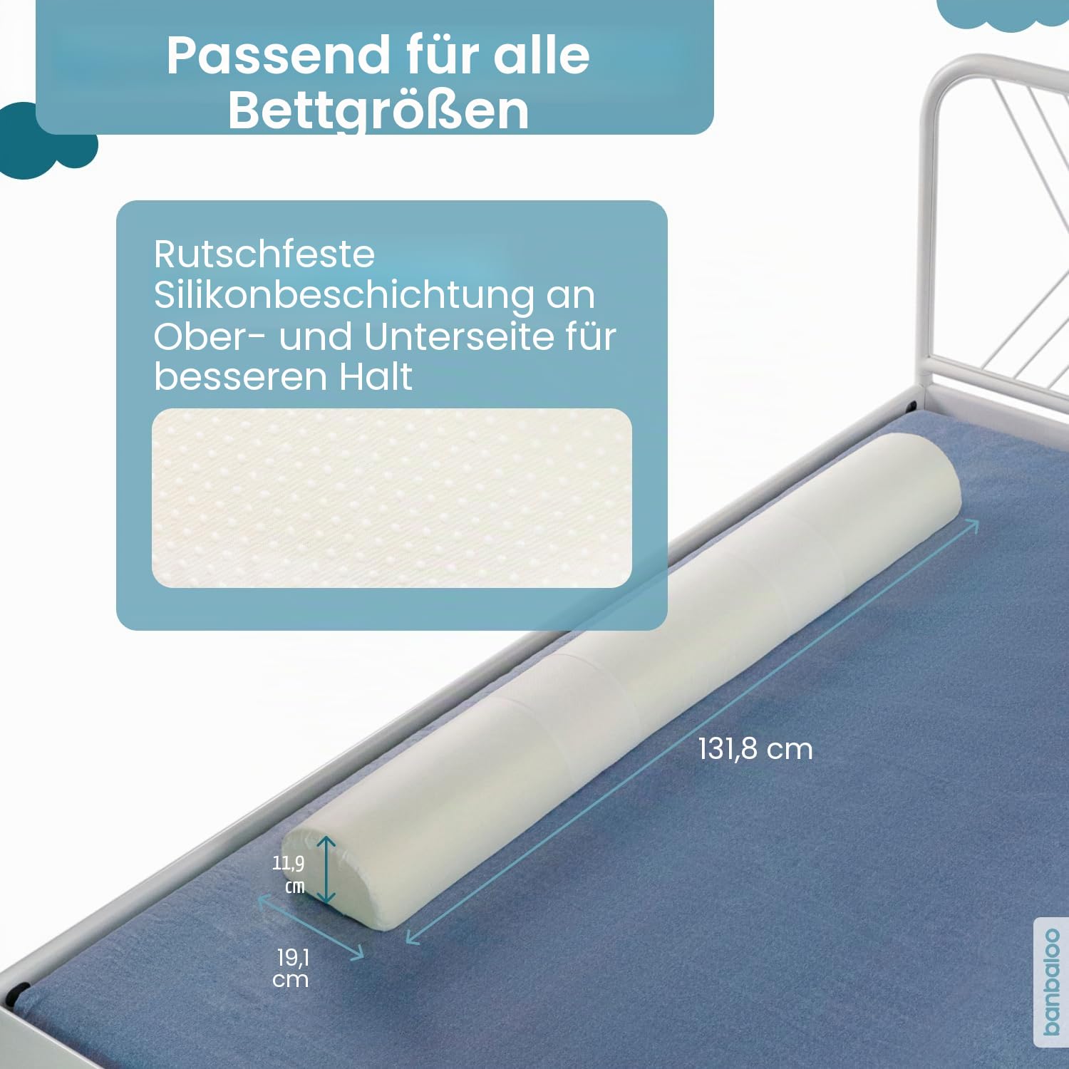 BANBALOO – 2er Pack - Bettkantenschutz, Schutzkissen für Kinderbett, Trennkissen, Randkissen, Babykissen, Bettsicherung und Rausfallschutz, rutschfestes und tragbares Schaumstoff-Kissen