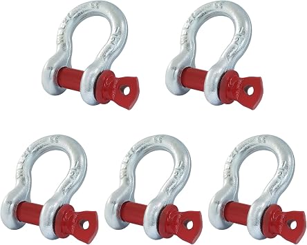 5 Pcs 1/2" D Ring Shackles, 2 Ton Galvanized Screw Pin Anchor