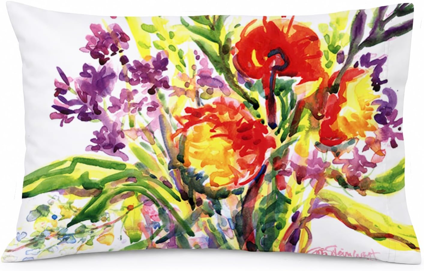 Caroline's Treasures 6042PILLOWCASE Flower Fabric Standard Pillowcase Lightweight Super Soft Easy Care Decorative Artwork Pillowcase, Standard