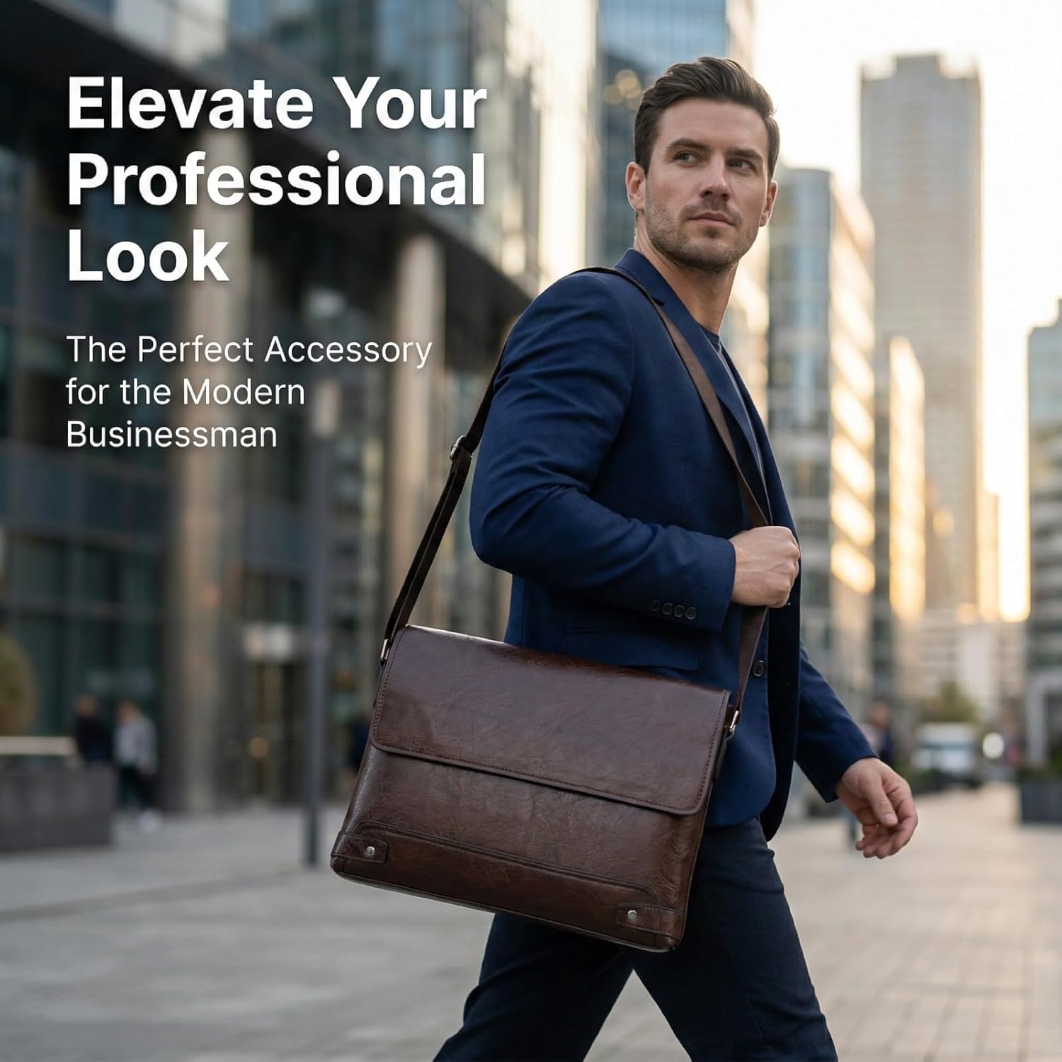 Messenger Bag for Men, 13 inch Purse Crossbody Bag, Waterproof Shoulder Bag for Office Business - Image 5