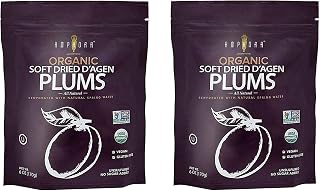 Amphora All Natural Organic Soft Dried Plums gluten free vegan kosher healthy snack prunes dried fruit, 6 Oz Each (Pack of 2)