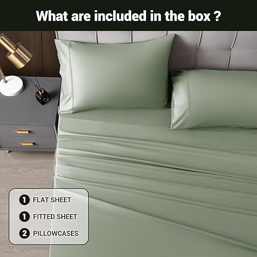 Miniatura 7 de Shilucheng Juego de sábanas de bambú transpirable y refrescante, 1800 hilos, súper sedosas, suaves con bolsillo profundo de 16 pulgadas, 4 piezas