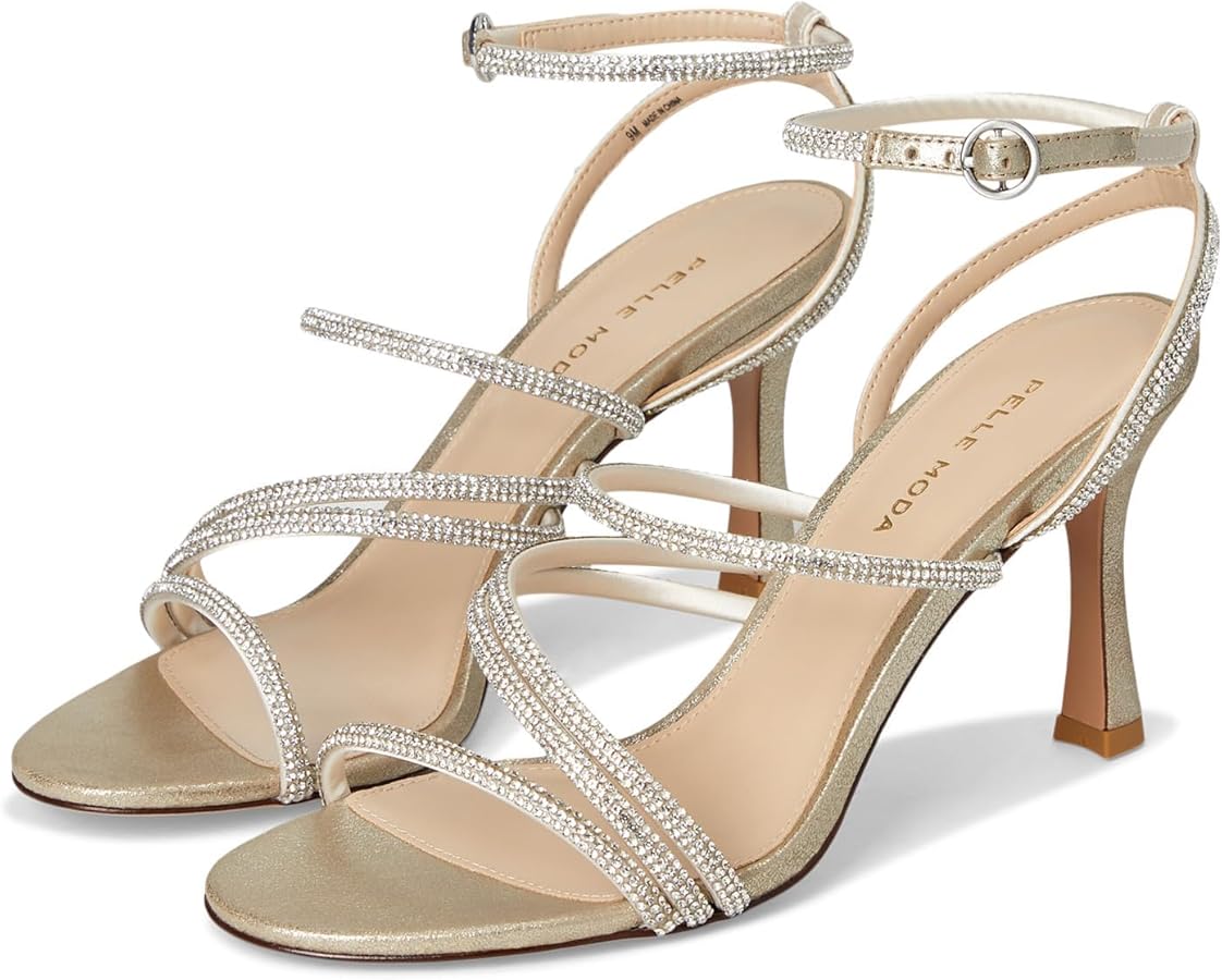 Amazon.com | Pelle Moda Women's Brenen Heeled Sandal, Platinum