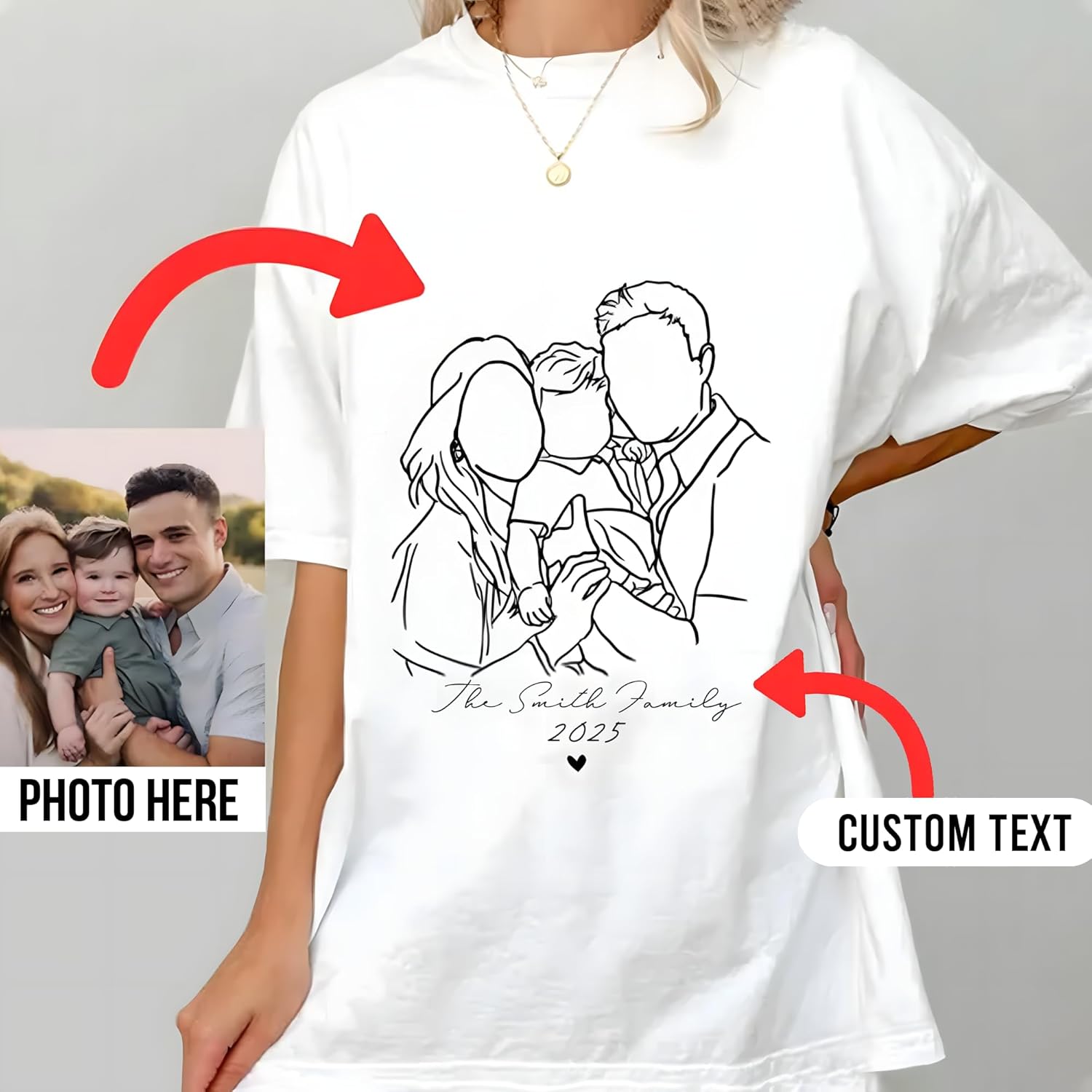 Personalized Line Drawing Portrait from Photo, Custom Minimalist Outline Art Shirt, Unique Memory Apparel for Parents Loved Ones - Image 5