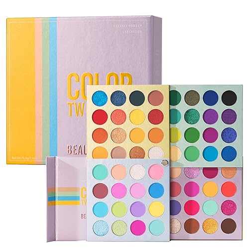 MYUANGO Paleta de sombra de ojos de maquillaje para cara completa, 64 colores pigmentados, sombra de ojos para ojos, brillo mate vegano colorido 4