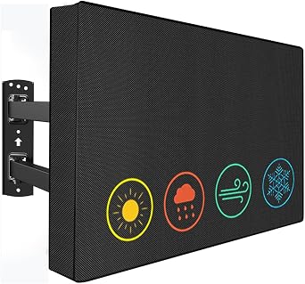 YOTOM Waterproof Outdoor TV Covers for 55 to 58 inches Outside TV, 600D Thick Fabric TV Screen Protector Cover with Remote Control Pocket - Size 55W x 35H x 5.5D