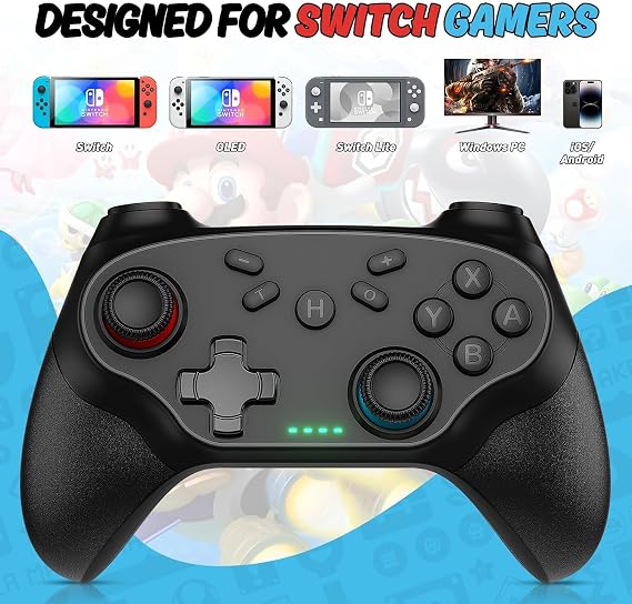 Nonbliep Wireless Controller for Nintendo Switch 2/1 Lite/OLED and PC, with Bluetooth, Turbo, Gyro Axis, Dual Vibration, and Screenshot, Compatible with Steam and Switch 2/1
