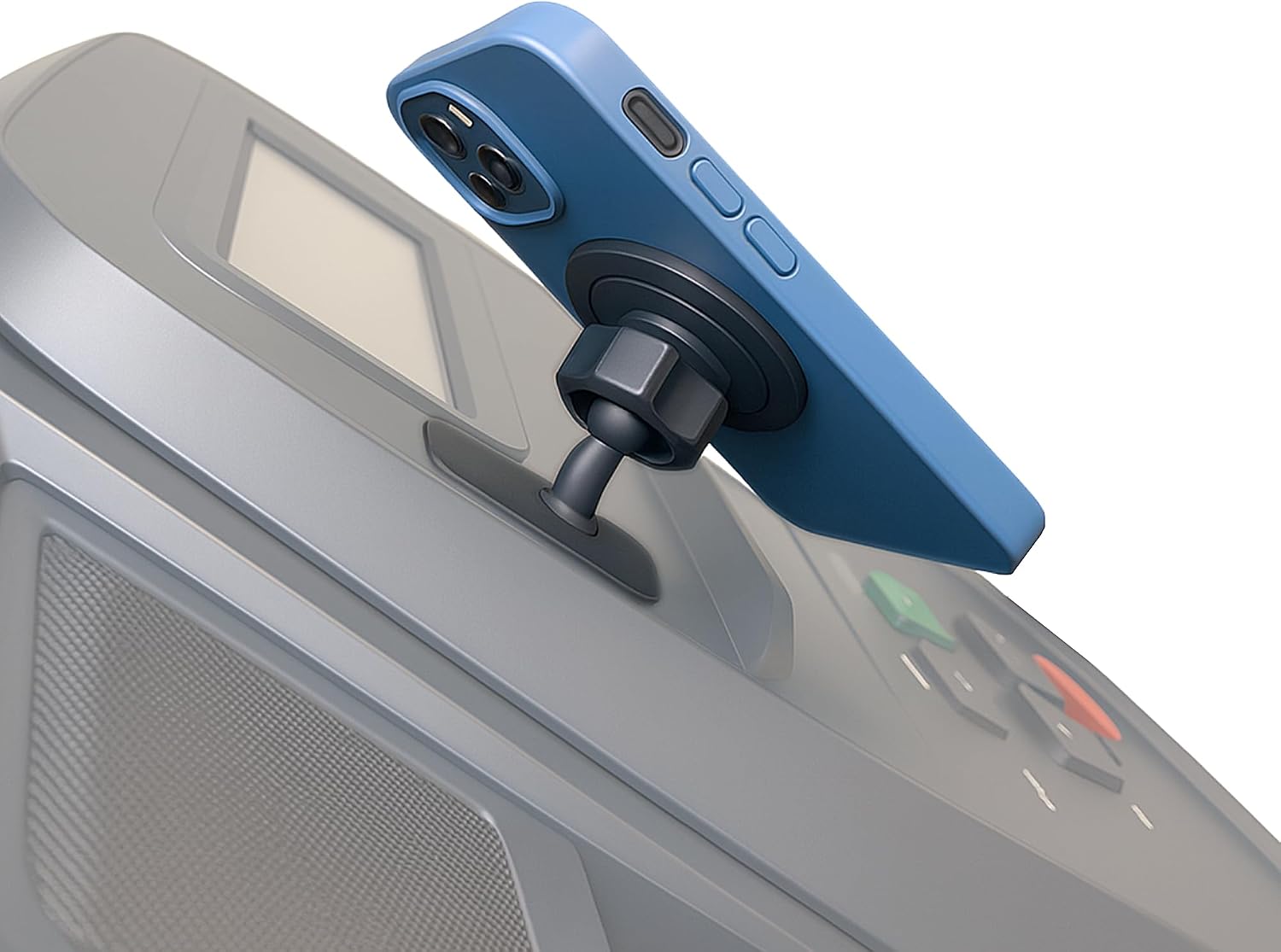 Maxby Treadmill Phone Holder with Adhesive Base and Magnetic Mount | Low-profile adhesive mount enables fast magnetic attachment and hands-free viewing on treadmills, bikes and ellipticals.
