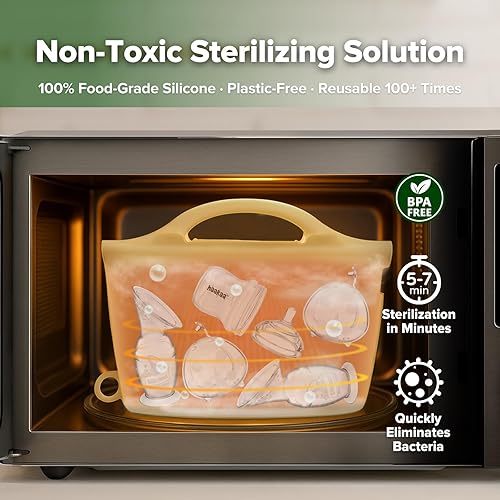 Miniatura 2 de Bolsa de Esterilización y Vaporización en Microondas de Silicona Haakaa, Bolsas de Vaporización Reutilizables de Gran Capacidad de 70oz/2000ml