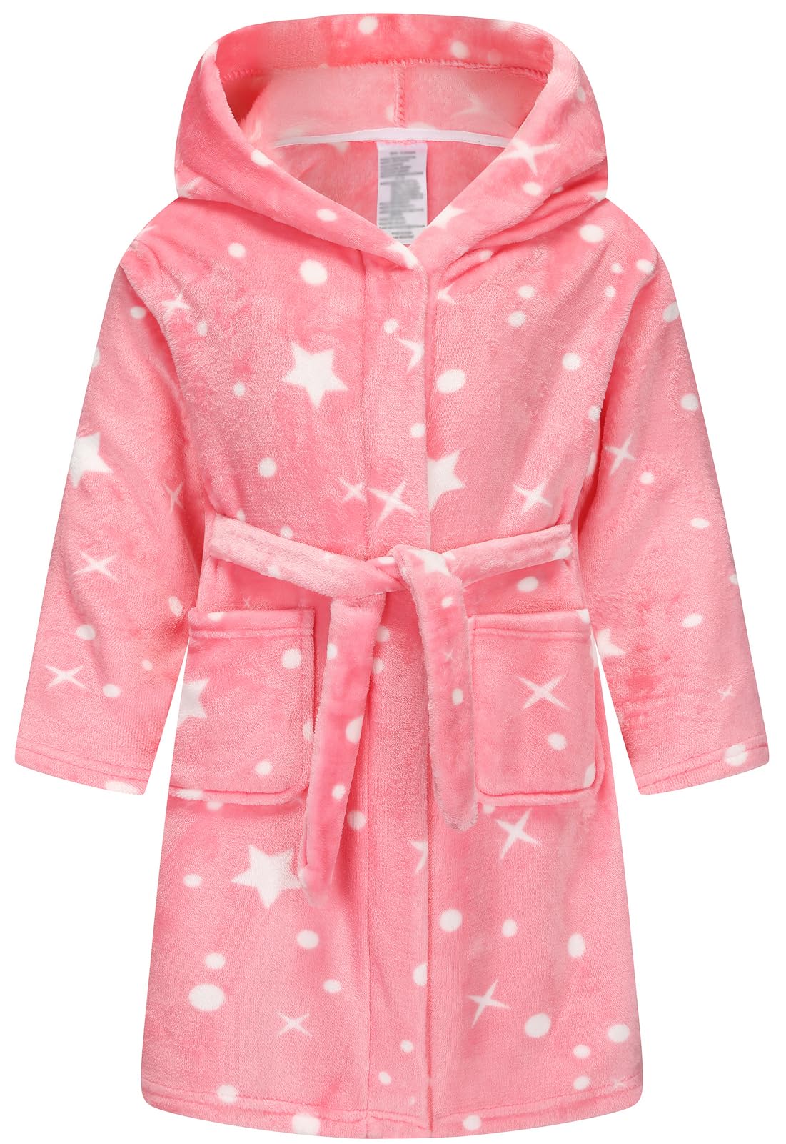 Girls Fleece Hooded Robes, Warm Printed Bath Robe for Kids Soft Fuzzy Bathrobe for Gifts