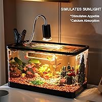 Vista 2 de Lámpara de calor de reptiles mejorada, luz de calor de tortuga UVA/UVB, luz regulable para acuario con 2 bombillas, lámpara de calefacción