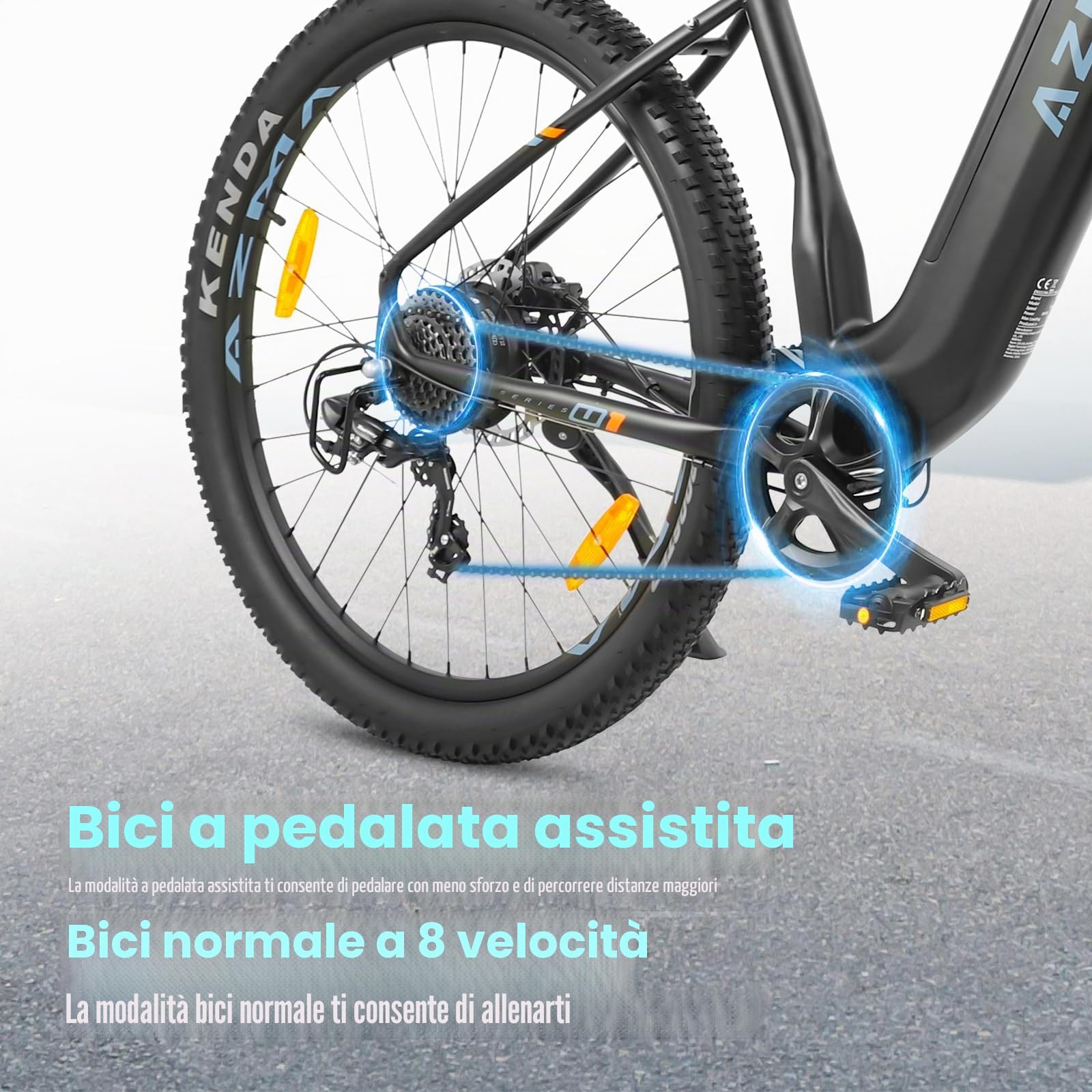 AZMA Bici Elettrica Uomo Donna 27.5"/29" Bicicletta Elettrica da 48V/36V Batteria Rimovibile,Autonomia di 100-140,8 Velocità Ebike da per MTB & Pendolari Urbani