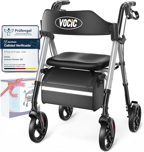 VOCIC Deambulateur 4 roues pliable leger, Rollator en alu…