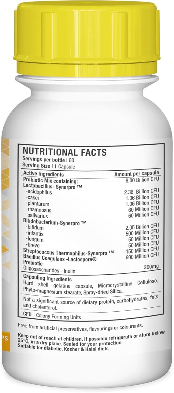 Ultra 4 Probiotic 8 Billion CFU with Prebiotics, 60 Capsules