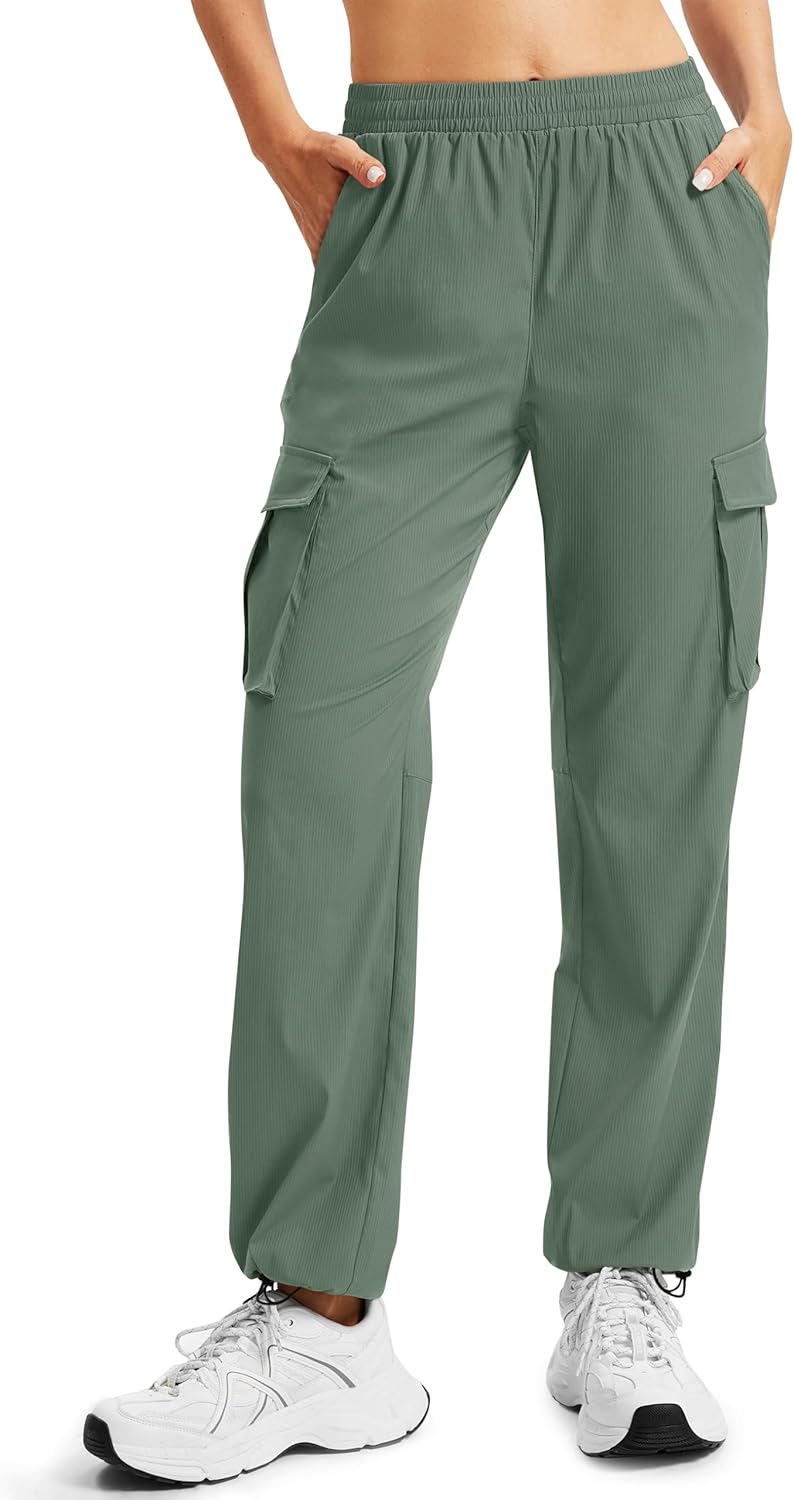 MAGCOMSEN Women's Cargo Pants Quick Dry Lightweight Hiking Travel Pants Water Resistant Safari Joggers with Pockets