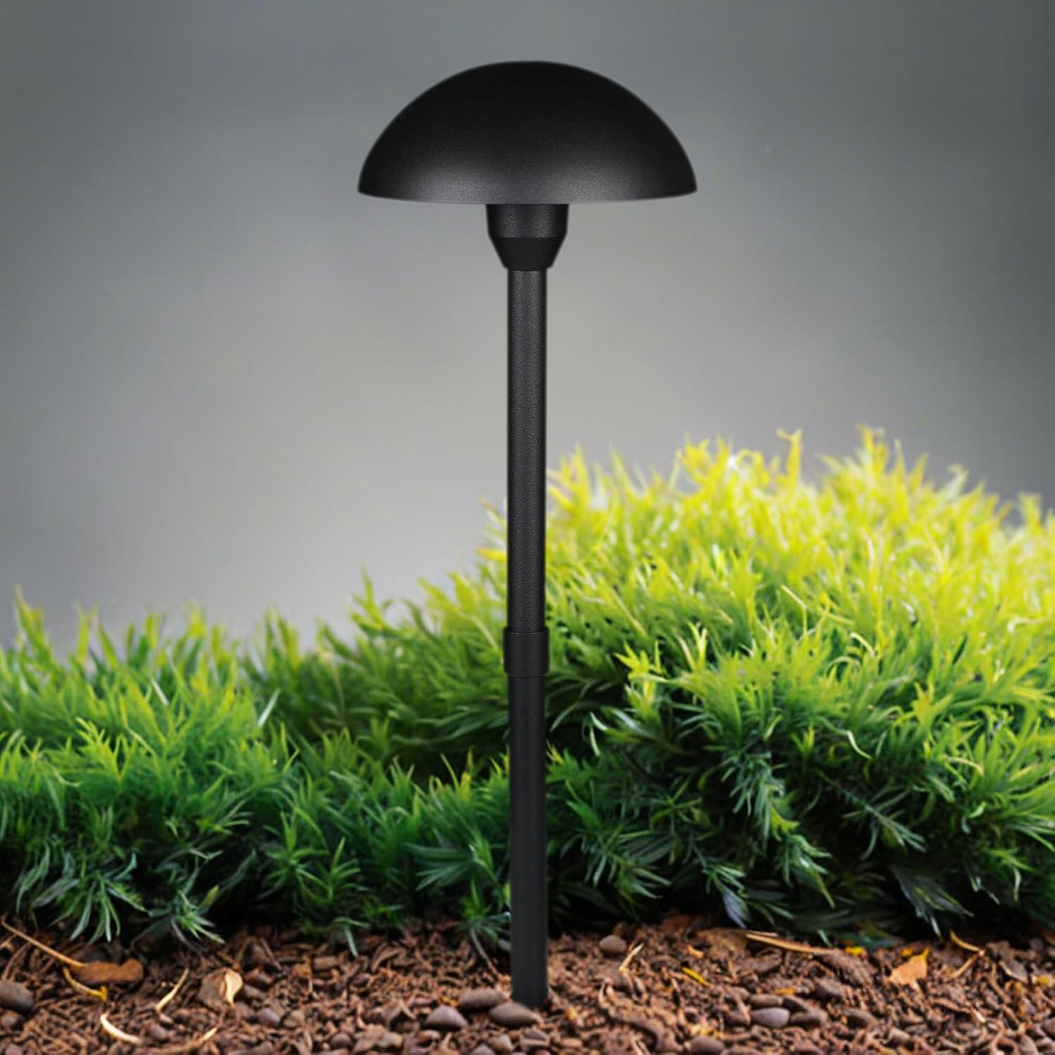 Lumina Lighting® Low Voltage Landscape Lighting Cast-Aluminum Path and Area Light Warm White 3W G4 LED Bulb and ABS Ground Stake Included for Yard Walkway Lawn PAL0107-BkLED6 (Black,6-Pack)