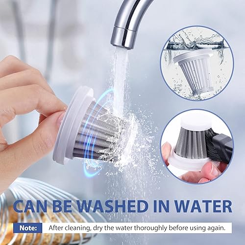 Miniatura 5 de Saker Juego de filtros originales para aspiradora de automóvil, 3 filtros HEPA y 1 filtro de acero, adaptado a las aspiradoras de mano de la serie