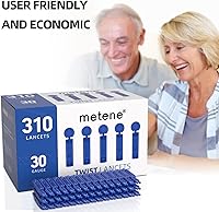 Vista 8 de Metene 310 Unidades Lancetas Estériles de Calibre 30 para Prueba de Azúcar en la Sangre, Azul Oscuro