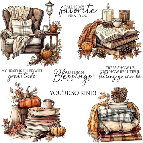 Miniatura 4 de Autumn Pumpkins Sofa Book Cutting Dies Clear Stamp DIY Cards Scrapbooking Metal Dies Silicone Stamps for Cards Albums Design Greetings Mould