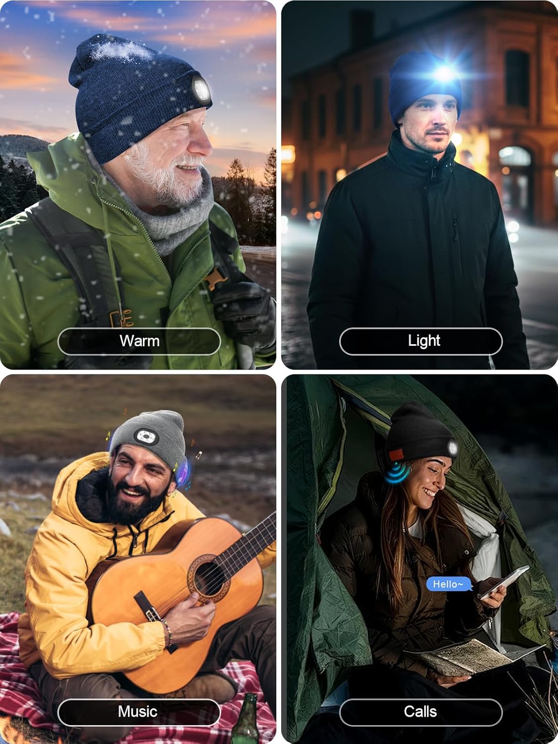 Valentines Day Gifts for Him, Valentine Gifts for Men, Mens Gift Cool Gadgets, LED Bluetooth Beanie with Light for Men - Image 8