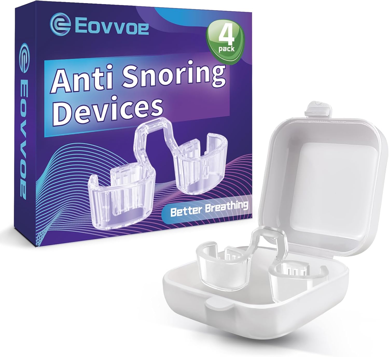 Product image of Anti Snoring Devices, Snore Stopper for Effective Snoring Solution, Increases Airflow, Individually Packaged, Reusable - 4 Pack