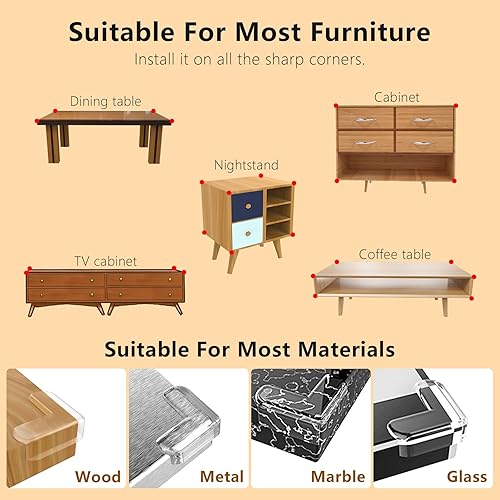 Miniatura 4 de Protector de esquina para bebé, paquete de 24 protectores L, protector de esquinas para muebles y parachoques de seguridad de bordes, parachoques y