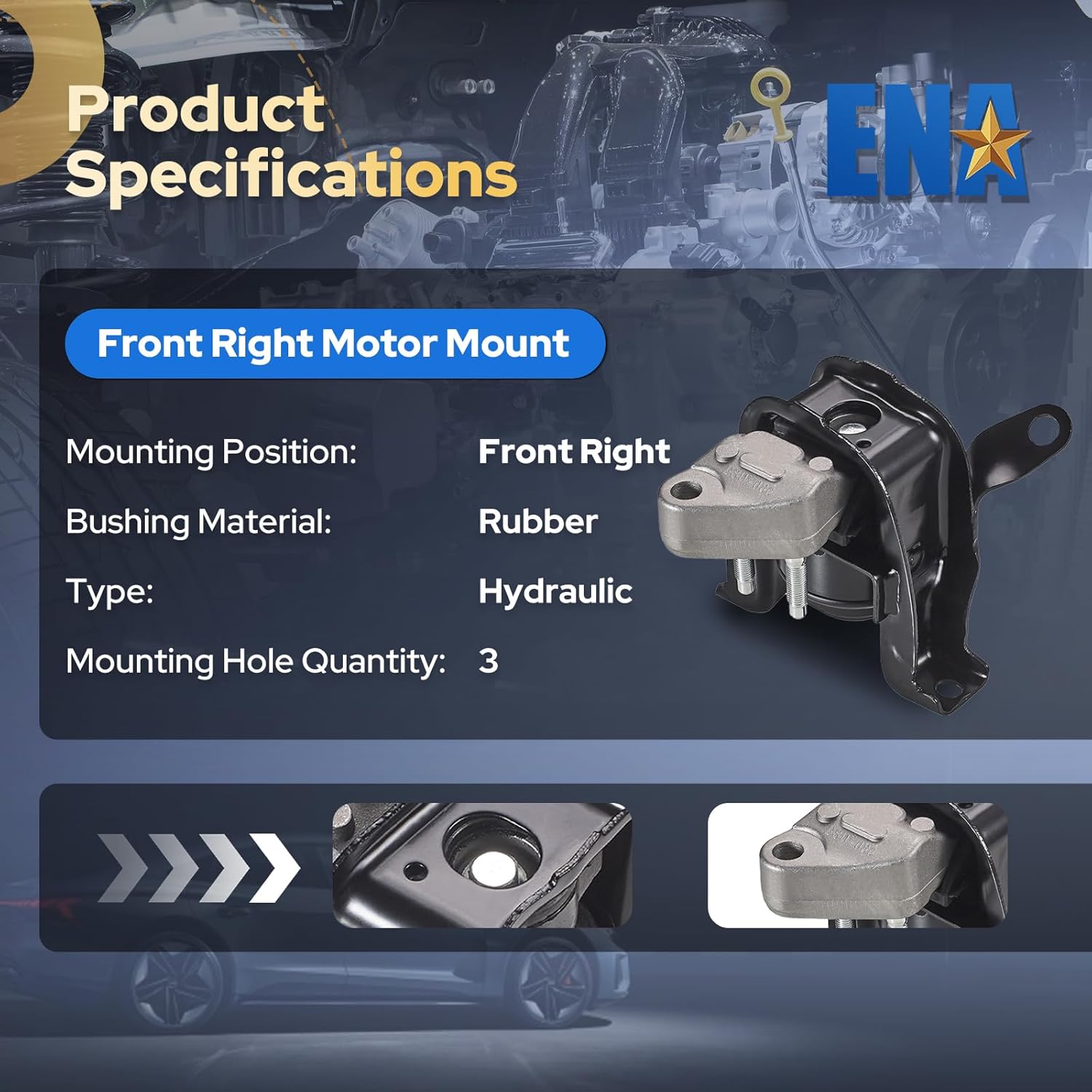 ENA Set of 1 Front Right Motor Mount Compatible with Toyota Pontiac Vibe Corolla Matrix 2003 2004 2005 2006 2007 2008 1.8L Automatic Transmission Replacement for EM9164 A4221 123050D021
