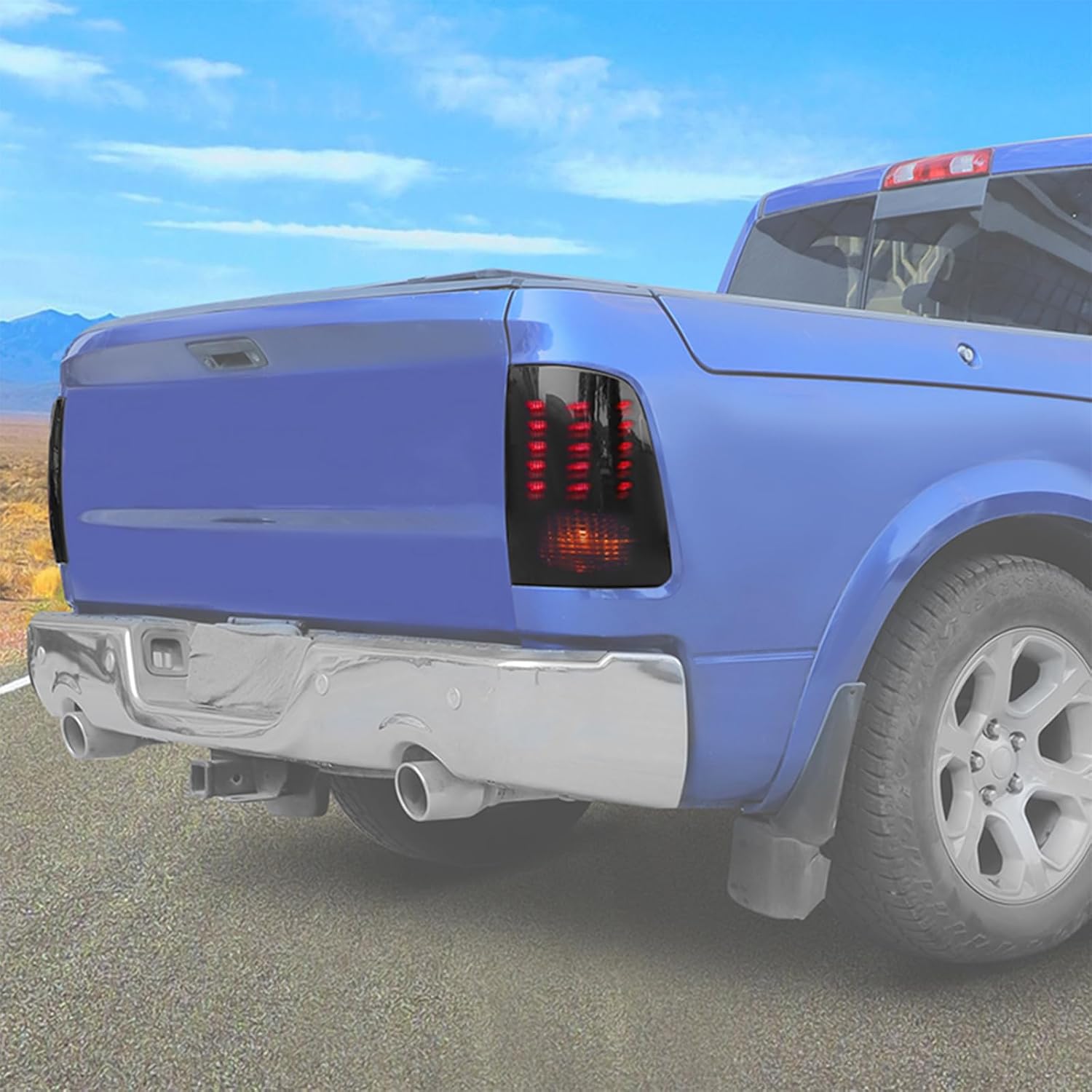 JeCar Smoked Tail Light Cover Trim Guard for 2009-2018 Dodge Ram 1500