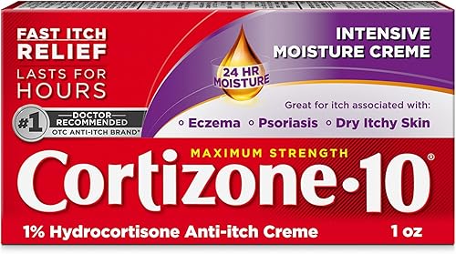 Cortizone 10 Crema antipicazón de humedad intensiva de máxima resistencia, 1% de hidrocortisona, 1 oz.