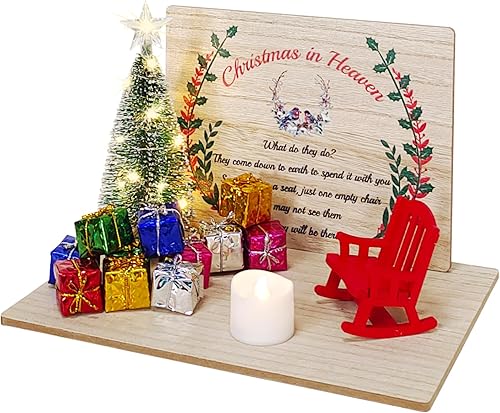 Navidad en el cielo con silla, portavelas conmemorativos para árbol de Navidad, adornos conmemorativos para la pérdida de un ser querido, adorno de