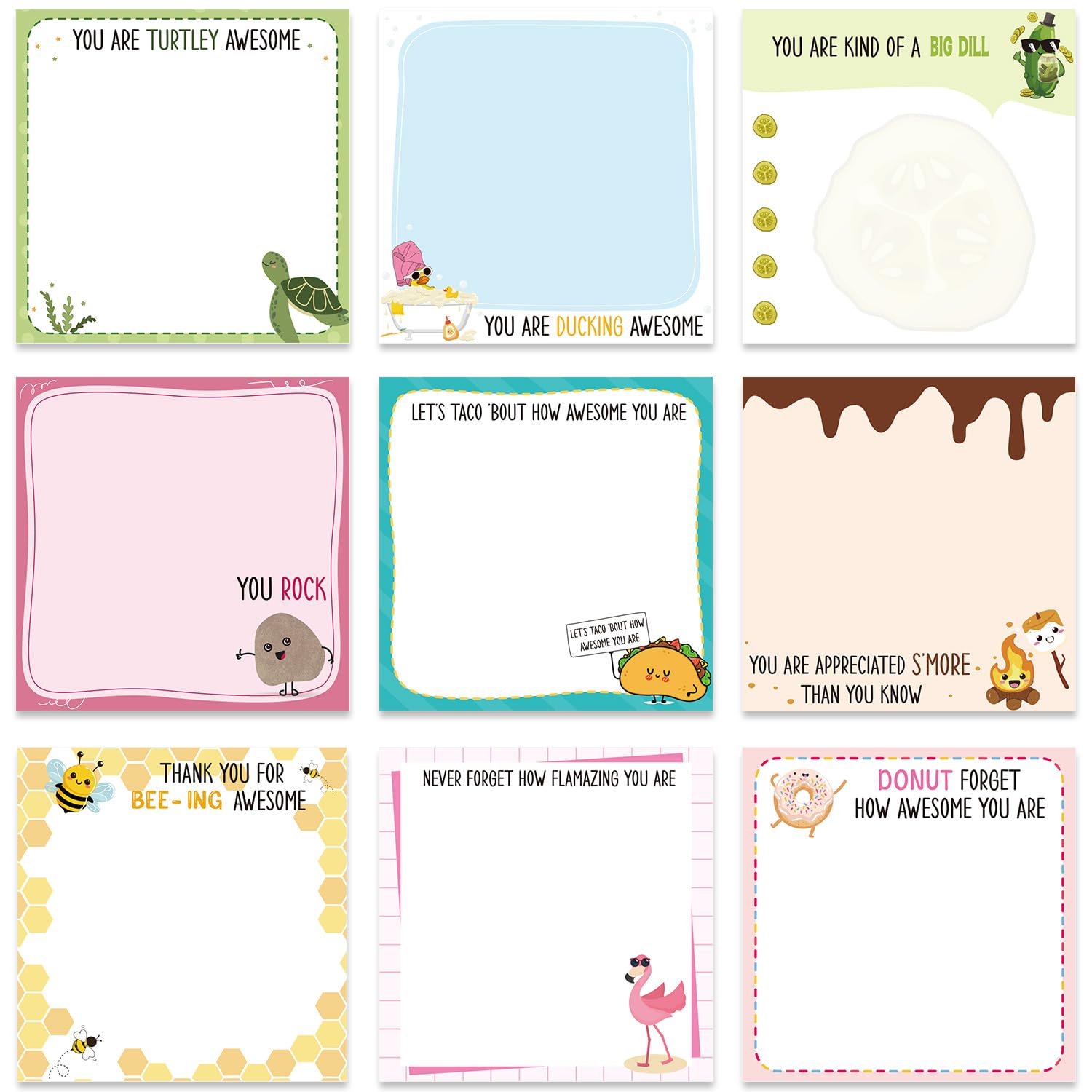 Luvart Inspirational Positive Sticky Notes 3x3 Inches Gifts 9 Pack