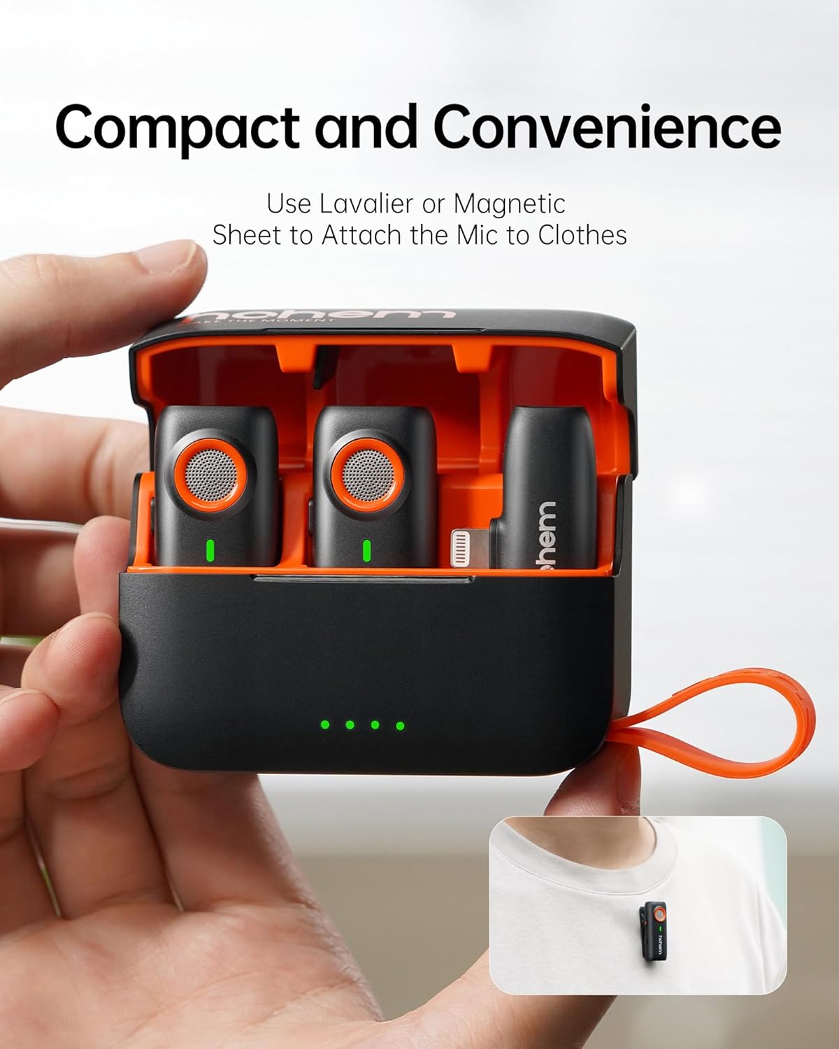 hohem MIC-01 Wireless Lavalier Microphone for iPhone, Noise Cancellation, 48kHz 328ft Range, 20 Hours Battery, Wireless Microphone for iOS, Live Streaming, Vlog (2TX + 1RX + Charging Case)