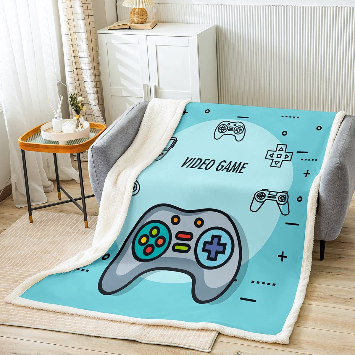 Couverture Gamepad Chaude en Peluche pour Soirée Gaming sur Canapé